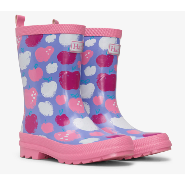 Hatley/Little Blue House Shiny Rain Boots - Stamped Apples