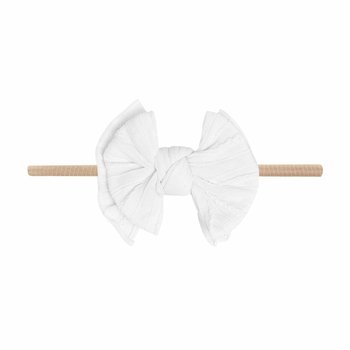 Baby Bling Bows Babybling Headband: Skinny Cable Knit - White