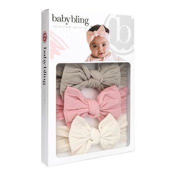 Baby Bling Bows Babybling Headband Set: Knot 3pk set - Mushroom+Zinnia+Oatmeal