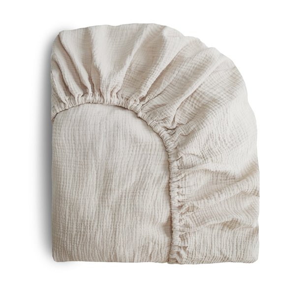 Mushie Mushie: Extra Soft Muslin Crib Sheet - Fog