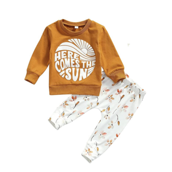 2pc tracksuit- "Here Comes The Sun" - Mustard/Floral