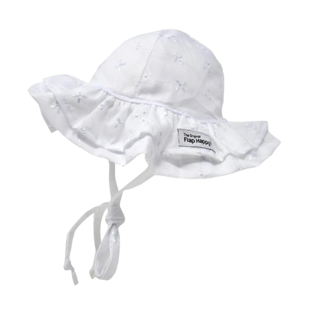 Flap Happy Flap Happy: Double Ruffle Hat - White Eyelet