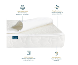 HALO Breathable Dual Sided Crib Mattress Nest Bermuda