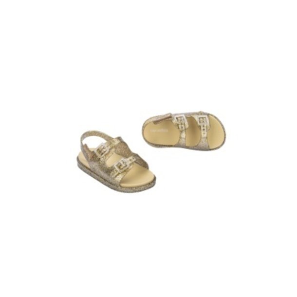 Mini Melissa Mini Melissa: Wide Strap Sandal -Gold Glitter (Kids)