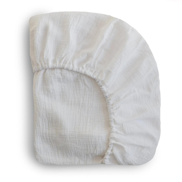 Mushie Mushie: Extra Soft Muslin Crib Sheet - White