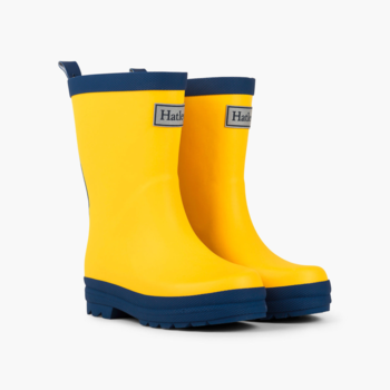 Hatley/Little Blue House Hatley: Matte Rain Boots - Yellow & Navy