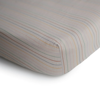 Mushie Mushie: Extra Soft Muslin MINI Crib Sheet - Retro Stripe
