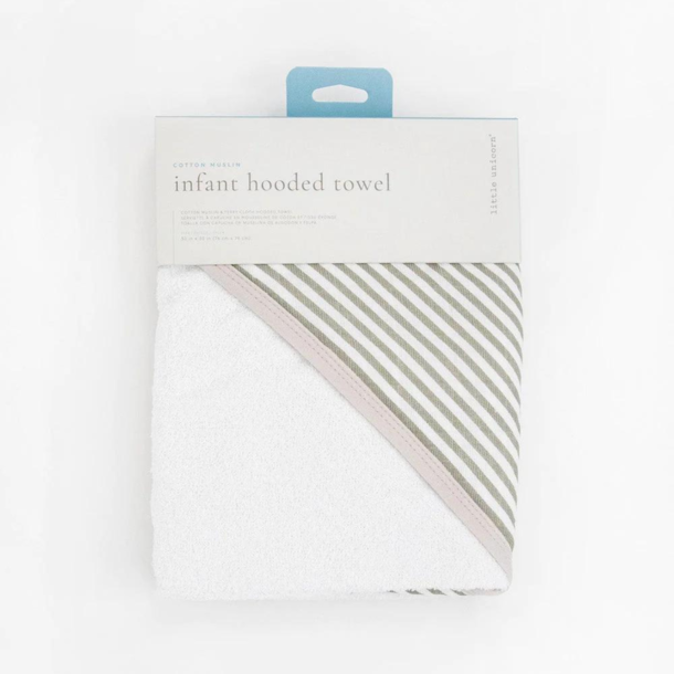Little Unicorn Little Unicorn: Baby Muslin Towel - Grey Stripe