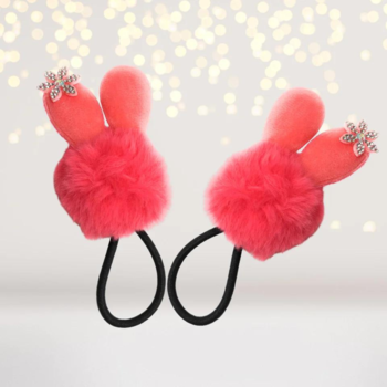 Chicky Chicky Bling Bling Snow Bunny Pom Fur Ponytail Holder -