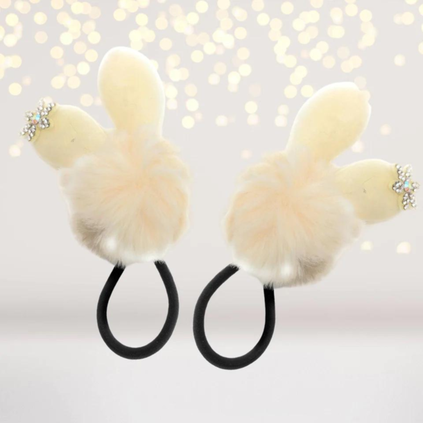 Chicky Chicky Bling Bling Snow Bunny Pom Fur Ponytail Holder -