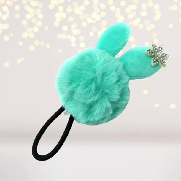 Chicky Chicky Bling Bling Snow Bunny Pom Fur Ponytail Holder -