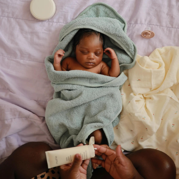 Mushie Mushie: Organic Cotton Baby Hooded Towel - Sea Mist
