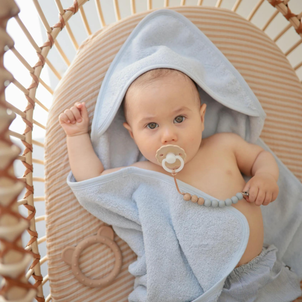 Mushie Mushie: Organic Cotton Baby Hooded Towel - Baby Blue