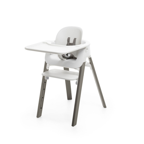 Stokke Stokke: White Steps High Chair with Hazy Grey Legs Bundle