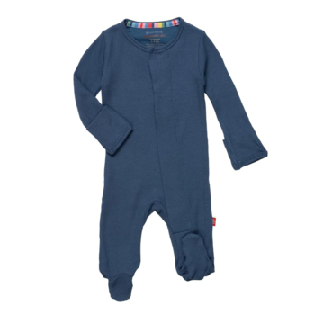 Magnificient Baby Magnetic Me: Waffle Footie -  Dark Blue (Modal)