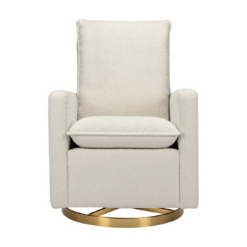 Million Dollar Baby MDB: Cali Pillowback Swivel Glider w/ Gold Base - Ivory Boucle