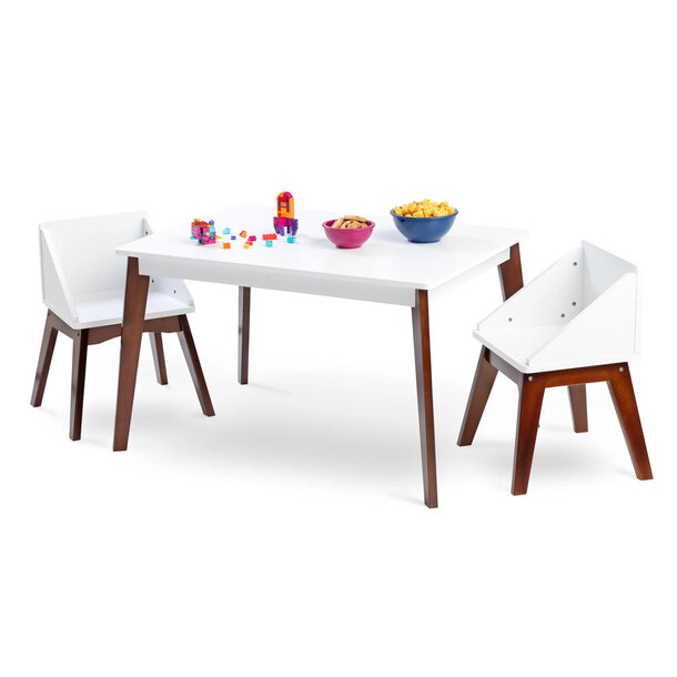 Wildkin Modern Table & Club Chair Set - Walnut/White