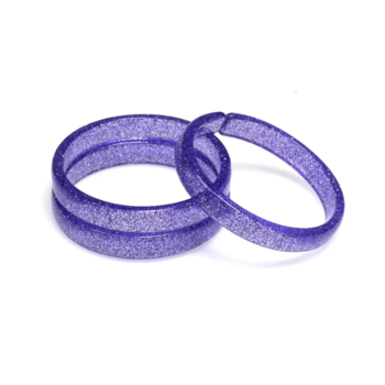 Lilies & Roses Bangle Set of 3: Purple Glitter