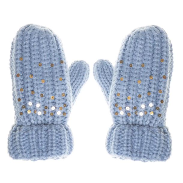 Rockahula Kids (Faire) Shimmer Sequin Knitted Mittens - Blue (3-6Y)
