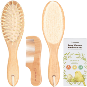 KeaBabies Keababies: Baby Hair Brush & Comb Set (Walnut)