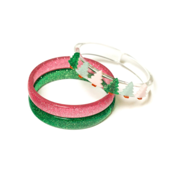 Lilies & Roses Bangle Set of 3: Christmas Tree - Pink