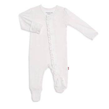 Magnificent Baby Magnetic Me: Footie - Egret w/ Ruffle