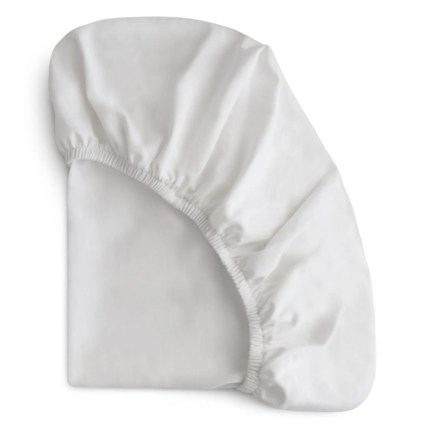 Mushie Mushie: Stretchy Crib Sheet - White