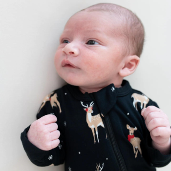 Kyte Clothing Kyte: Zipper Footie - Midnight Deer
