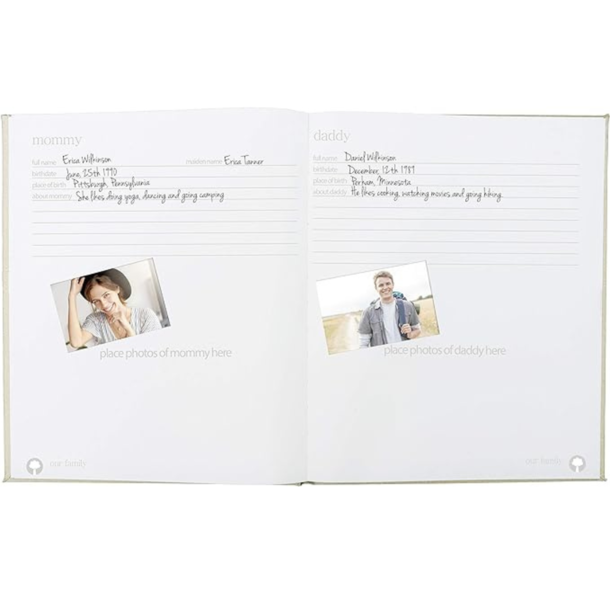 Pearhead Linen Baby Memory Book w/Ink Pad