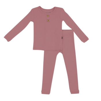 Kyte Clothing Kyte: Toddler Ribbed Henley Set - Dusty Rose