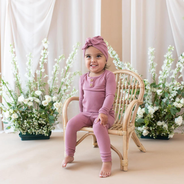 Kyte Clothing Kyte: Toddler Ribbed Henley Set - Dusty Rose