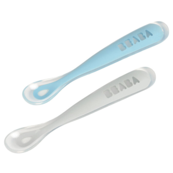 BEABA BEABA: Self-Feeding Silicone Spoon w/ Case - Blue/Grey