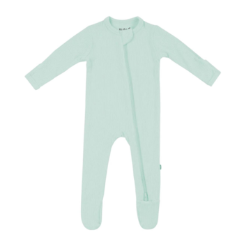 Kyte Clothing Kyte: Ribbed Zipper Footie - Sage
