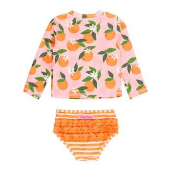 Rufflebutts Rufflebutts: 2pc Rashguard Bikini - Orange You The Sweetest