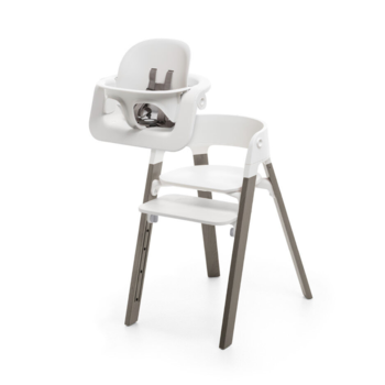 Stokke Stokke: White Steps High Chair with Hazy Grey Legs Bundle