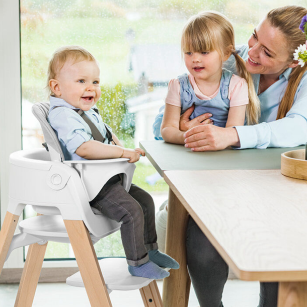 Stokke Stokke: White Steps High Chair with Natural Legs Bundle