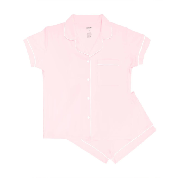 Kyte Clothing Kyte: Womens Short Sleeve PJ Set - Sakura w/ Cloud Trim