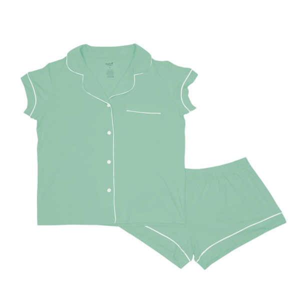 Kyte Clothing Kyte: Womens Short Sleeve PJ Set - Wasabi w/ Cloud Trim