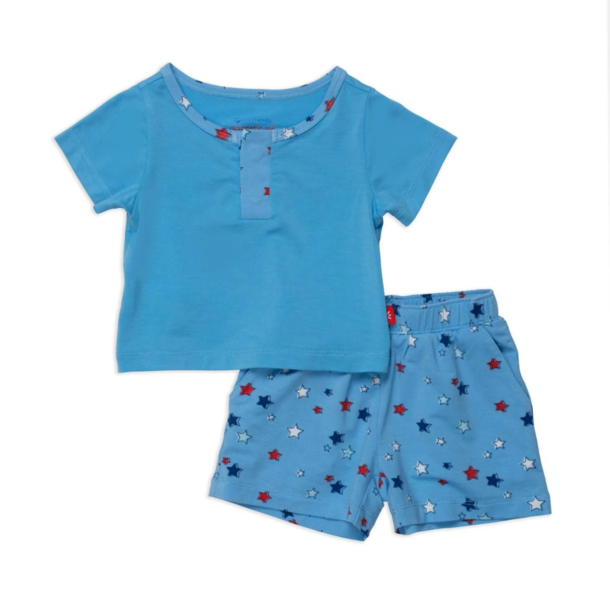 Magnificent Baby Magnetic Me: Magnetic Top & Shorts - Red, White, & Bluetiful