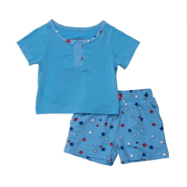 Magnificient Baby Magnetic Me: Magnetic Top & Shorts - Red, White, & Bluetiful