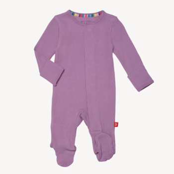 Magnificient Baby Magnetic Me: Waffle Footie -  Pink Ribbon (Modal)