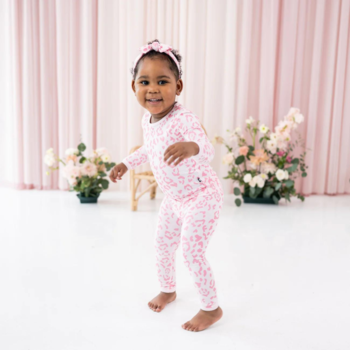 Kyte Clothing Kyte: Toddler Long-Sleeve PJ Set - Sakura Leopard