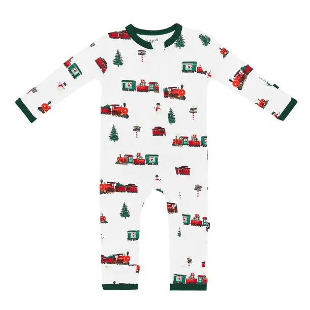 Kyte Clothing Kyte: Zipper Romper - Holiday Train