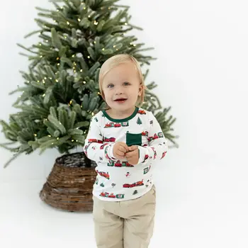 Kyte Clothing Kyte: Long Sleeve Toddler Crew Neck Tee - Holiday Train