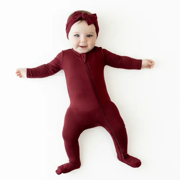 Kyte Clothing Kyte: Zipper Footie - Burgundy