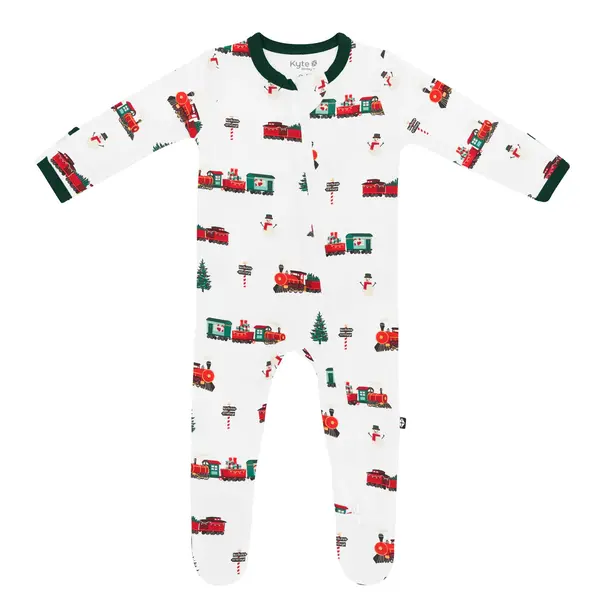 Kyte Clothing Kyte: Zipper Footie - Holiday Train