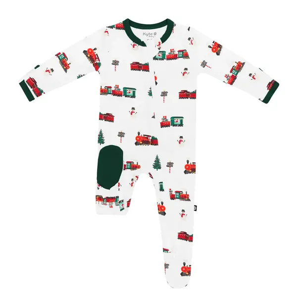 Kyte Clothing Kyte: Zipper Footie - Holiday Train