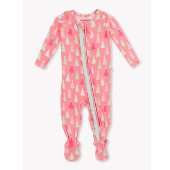Rufflebutts Rufflebutts: Footie Merry Pines - Pink