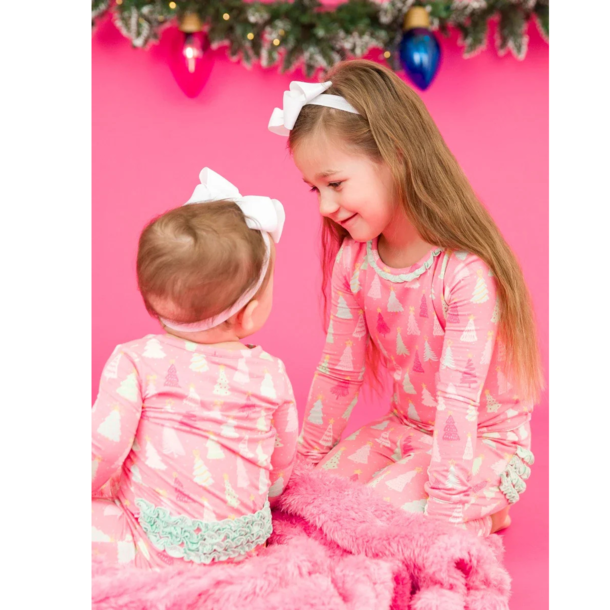 Rufflebutts Rufflebutts: Footie Merry Pines - Pink