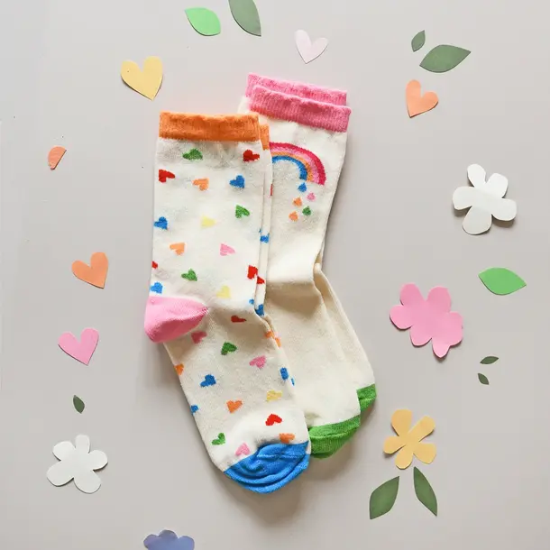 Rockahula Kids (Faire) Rockahula: Rainbow Hearts Socks (2pk)-